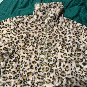 Victoria Secret No One Cares Pink Cheetah Print Coat Fur Jacket
